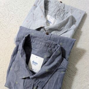 2 Pack Lot! Katin Lightweight Button Down Shirt Mens Sm Blue Grey Cotton S/S